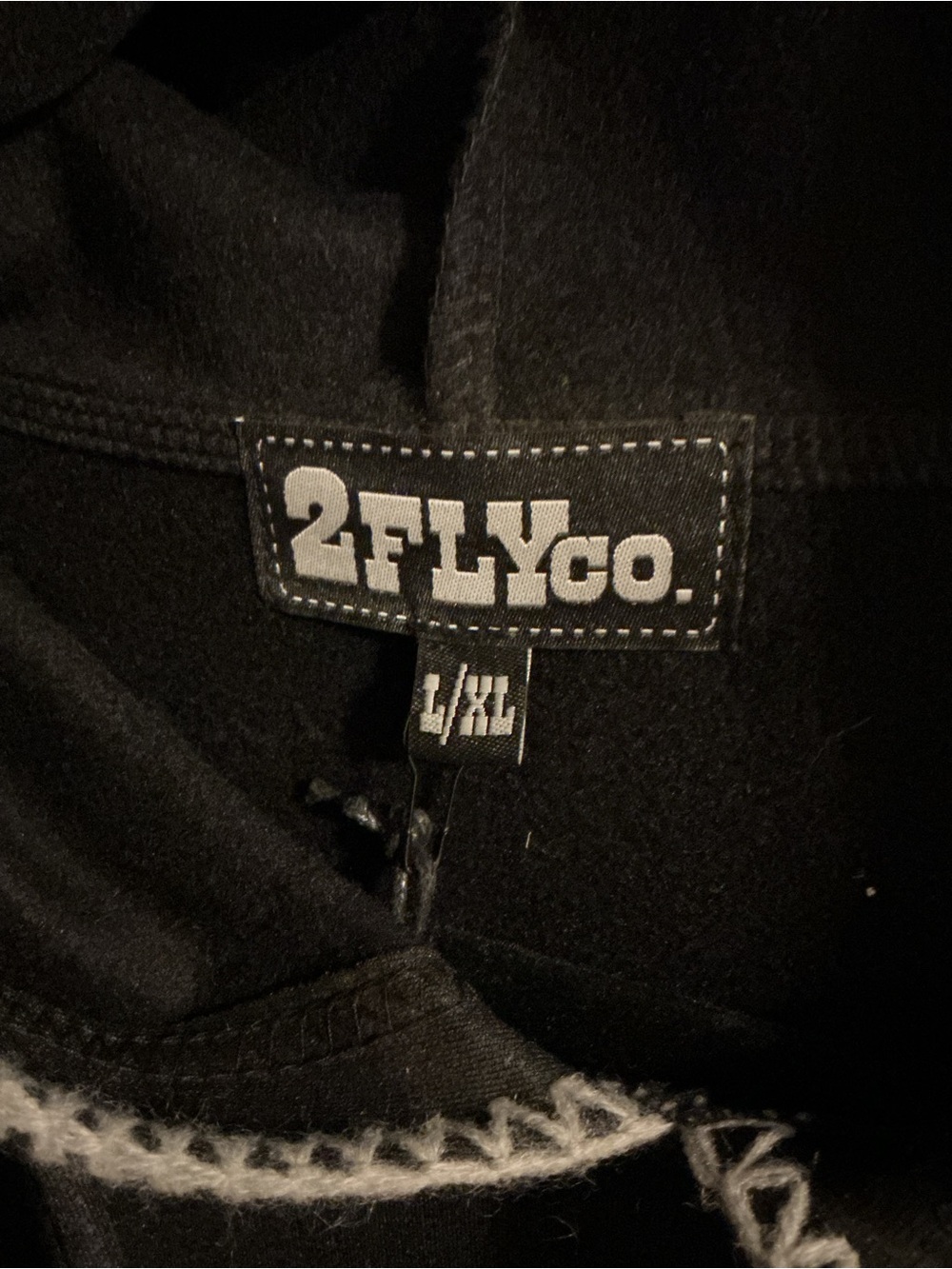 Black Leather Look Hoodie with Cream Western Graphic - Picture 4 of 5
